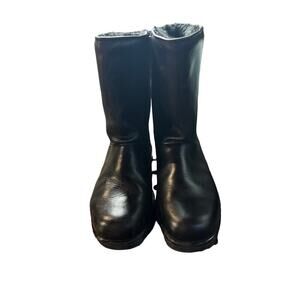 Vintage VTG Canadian black leather boots sz 8 women's zip wide calves winter